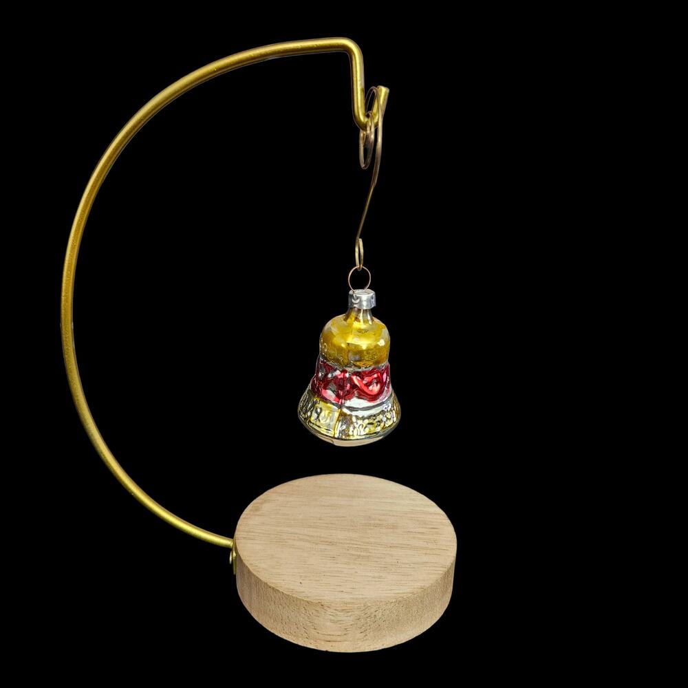 Vintage German Glass Bell Christmas Ornament Gold Red Mercury Glass Germany